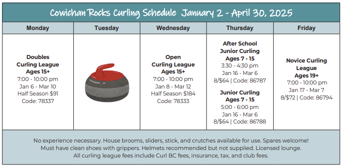 CLR - Winter 2025 - Curling Schedule